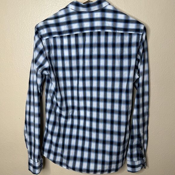 Scotch & Soda Shirt Mens Medium Blue Button Up Plaid Long Sleeve Classic Fit New - Picture 12 of 12